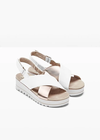 Jana sandalen in comfortabele wijdte, Kleur: goudkleur-wit