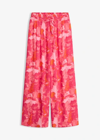 Strandbroek van gestructureerde crinkle, Kleur: koraal-pink