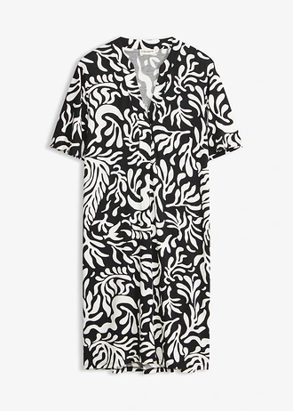 Tuniekjurk van een zachte viscose-mix, Kleur: zwart gedessineerd