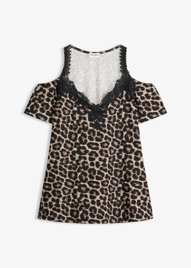 Cold shoulder shirt met kant