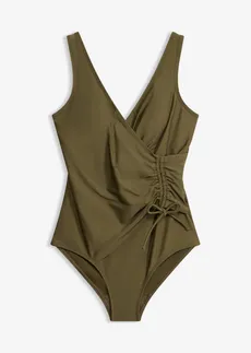 Maillot 1 pièce sculptant à fronces, maintien léger • olive foncé • Boutique bonprix