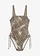 Maillot 1 pièce échancré, Couleur: écru-olive foncé imprimé