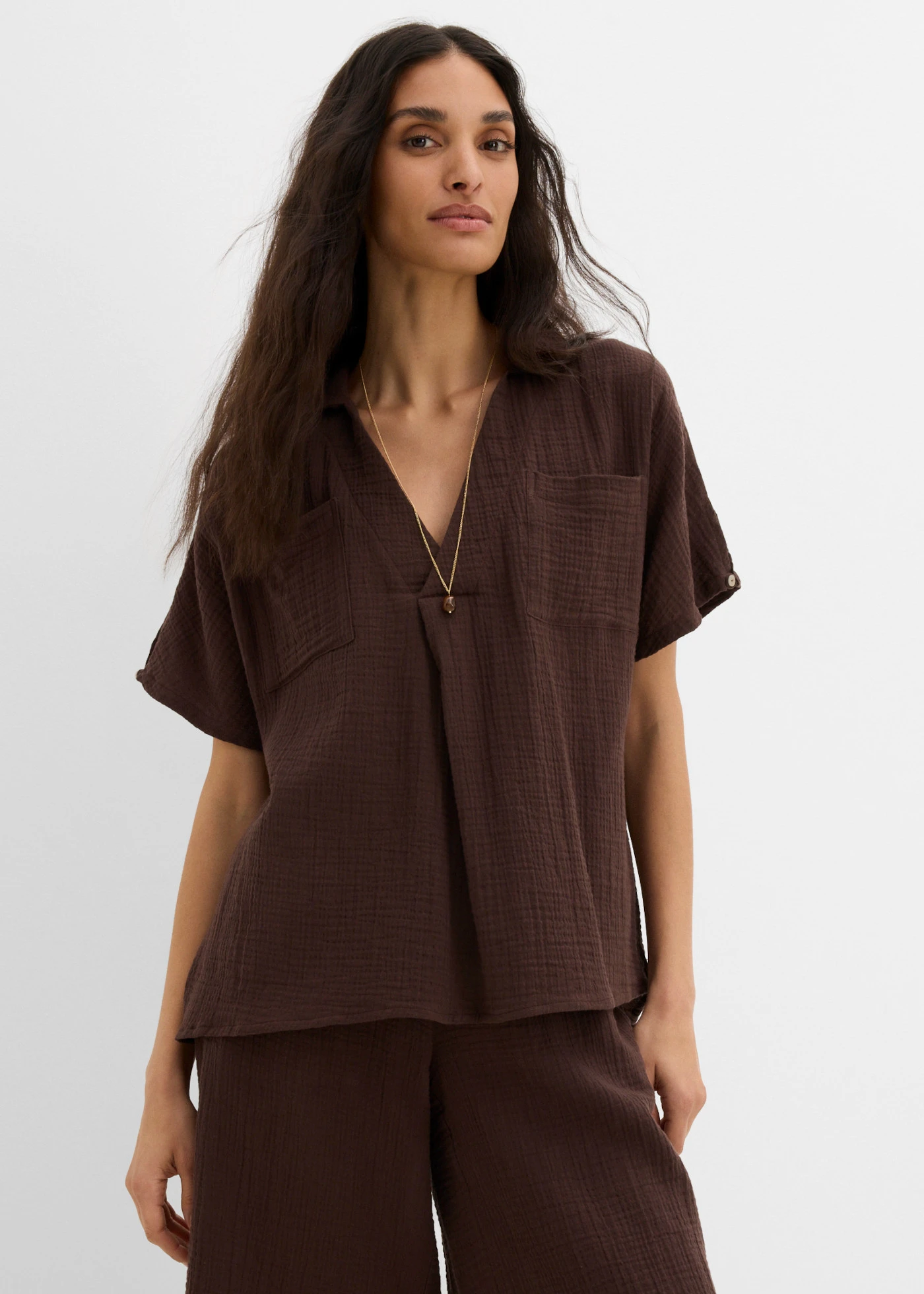 Blouse en gaze de coton douce • marron foncé • product-page.page-title-suffix