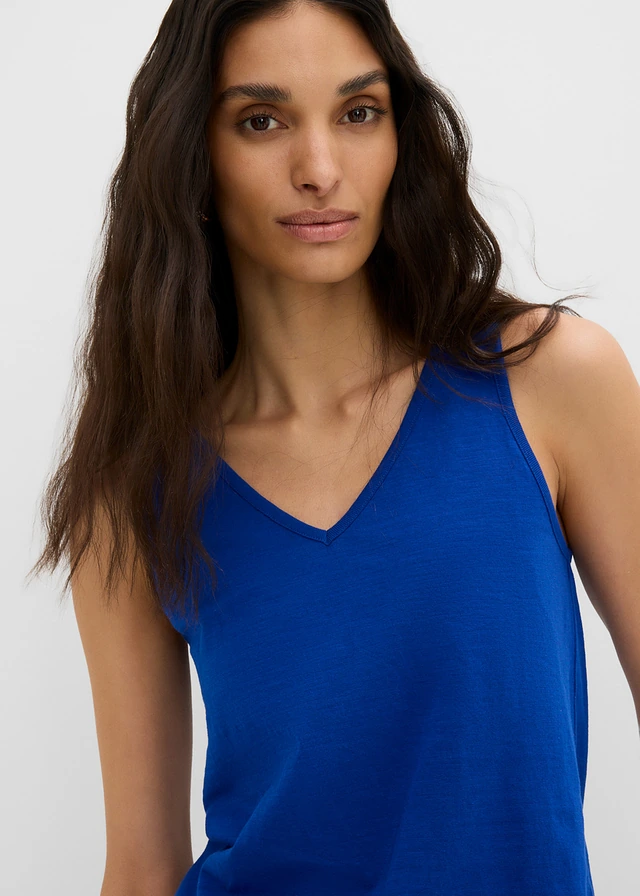 Tank top z czystej bawełny organicznej (2 szt.) • kobaltowy+czarny • sklep bonprix