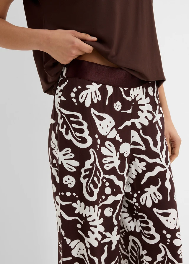 Nohavice Marlene z jemnej viskózy • tmavohnedá-biela vlna • obchod bonprix
