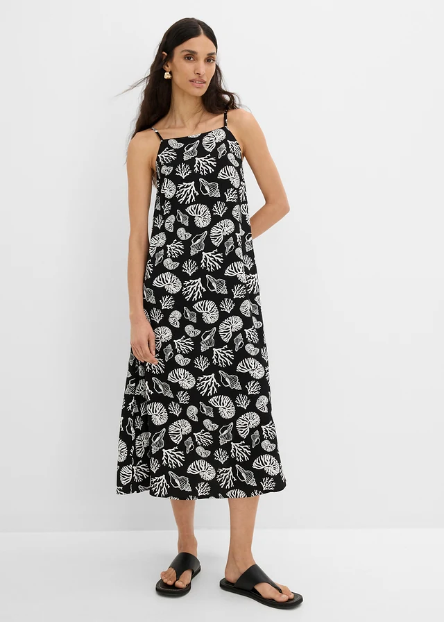 Robe midi entièrement imprimée en viscose mélangée • noir/écru imprimé • product-page.page-title-suffix
