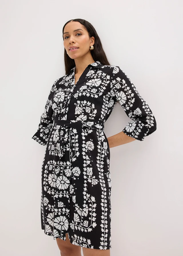 Robe chemise imprimée • noir/écru floral • product-page.page-title-suffix