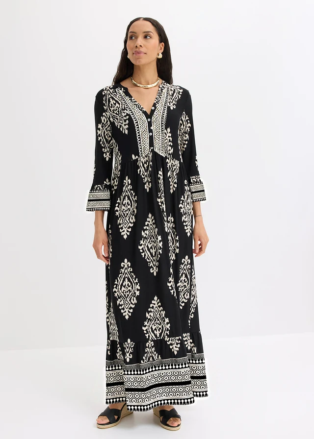 Tuniekjurk van een soepele viscosemix • zwart-wolwit gedessineerd • product-page.page-title-suffix