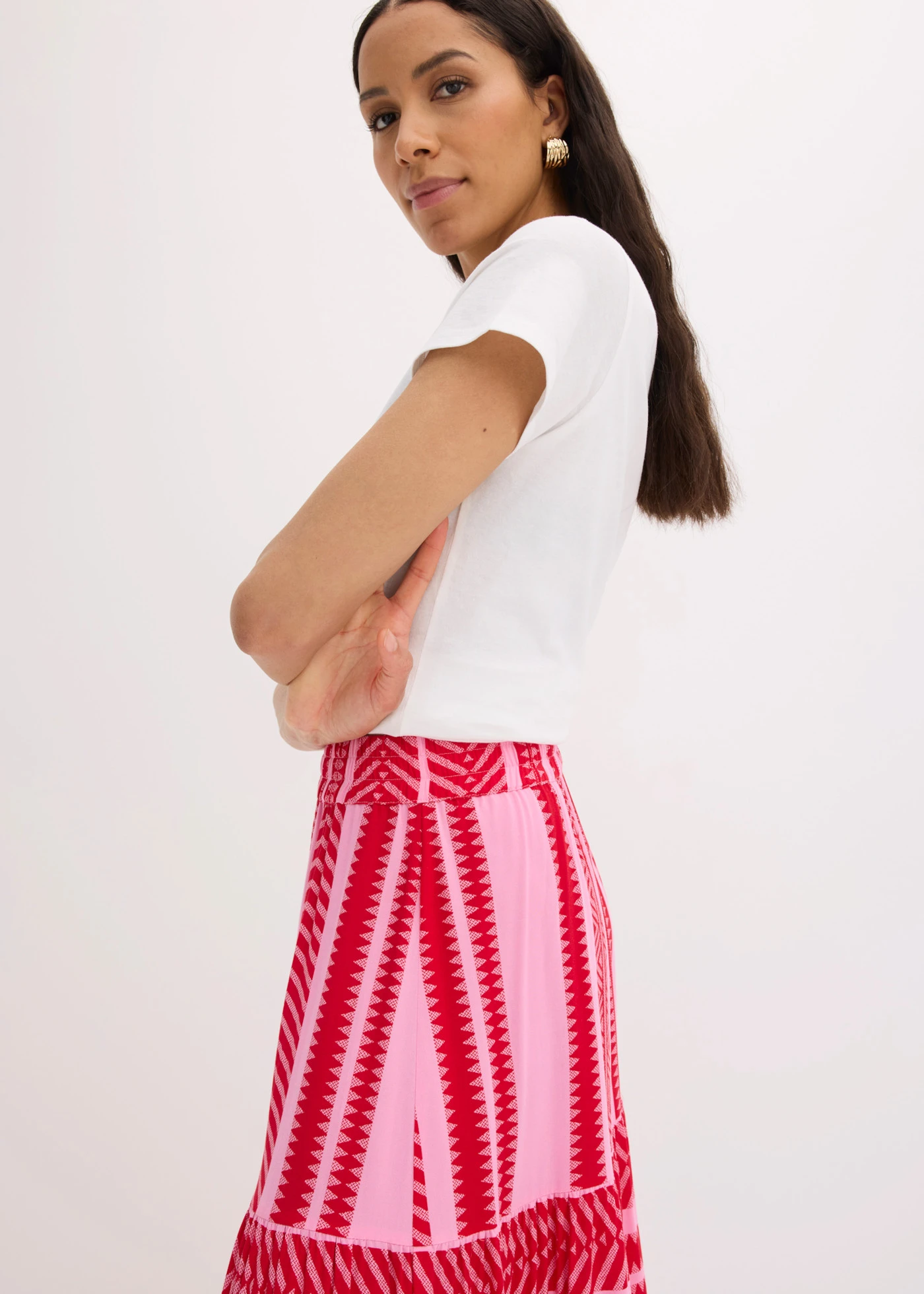 Jupe longue et fluide en viscose • rose/rouge imprimé • product-page.page-title-suffix