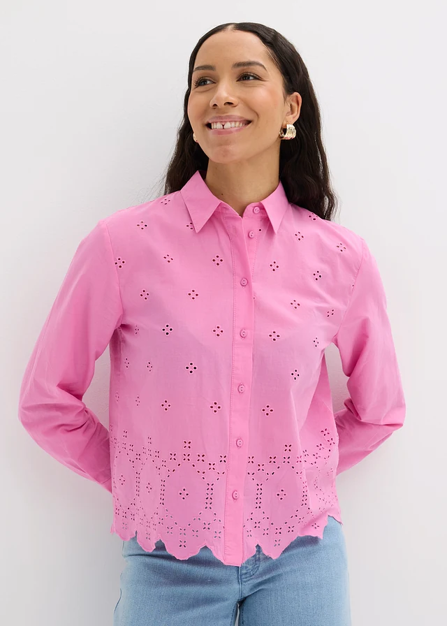 Chemisier en broderie anglaise, 100% coton • rose vif • product-page.page-title-suffix