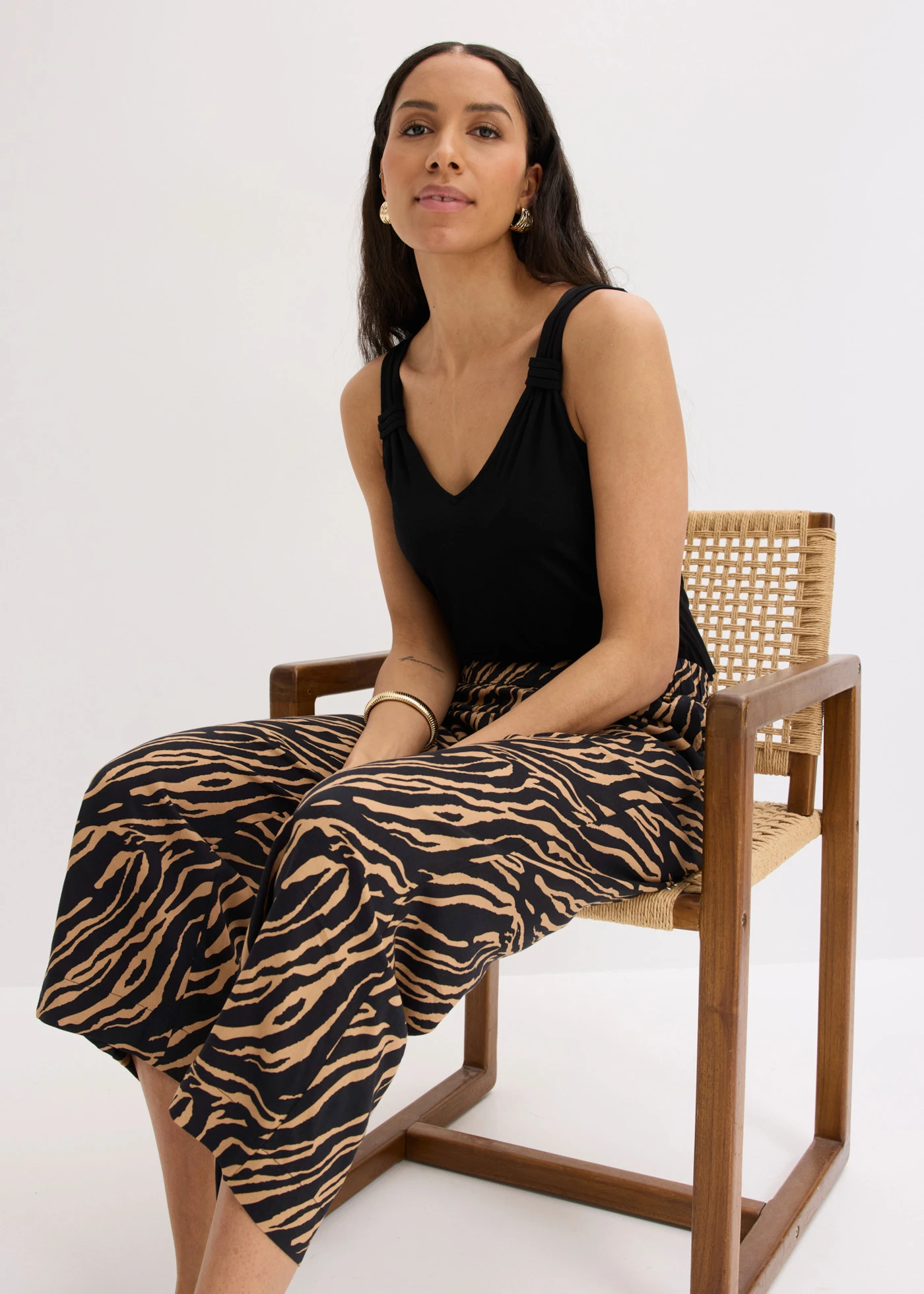 Instapbroek van viscose • zebraprint mat camel/zwart • product-page.page-title-suffix