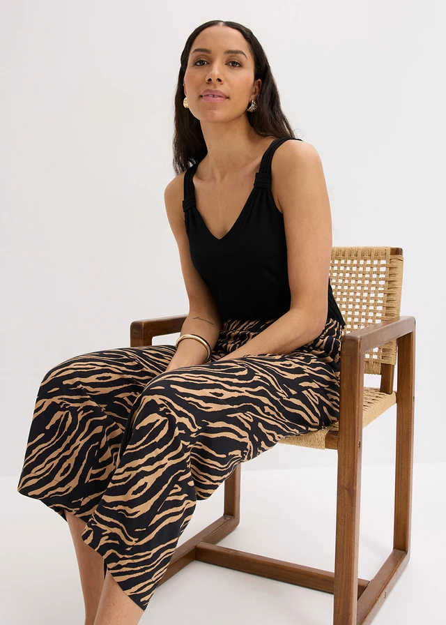 Instapbroek van viscose • zebraprint mat camel/zwart • product-page.page-title-suffix
