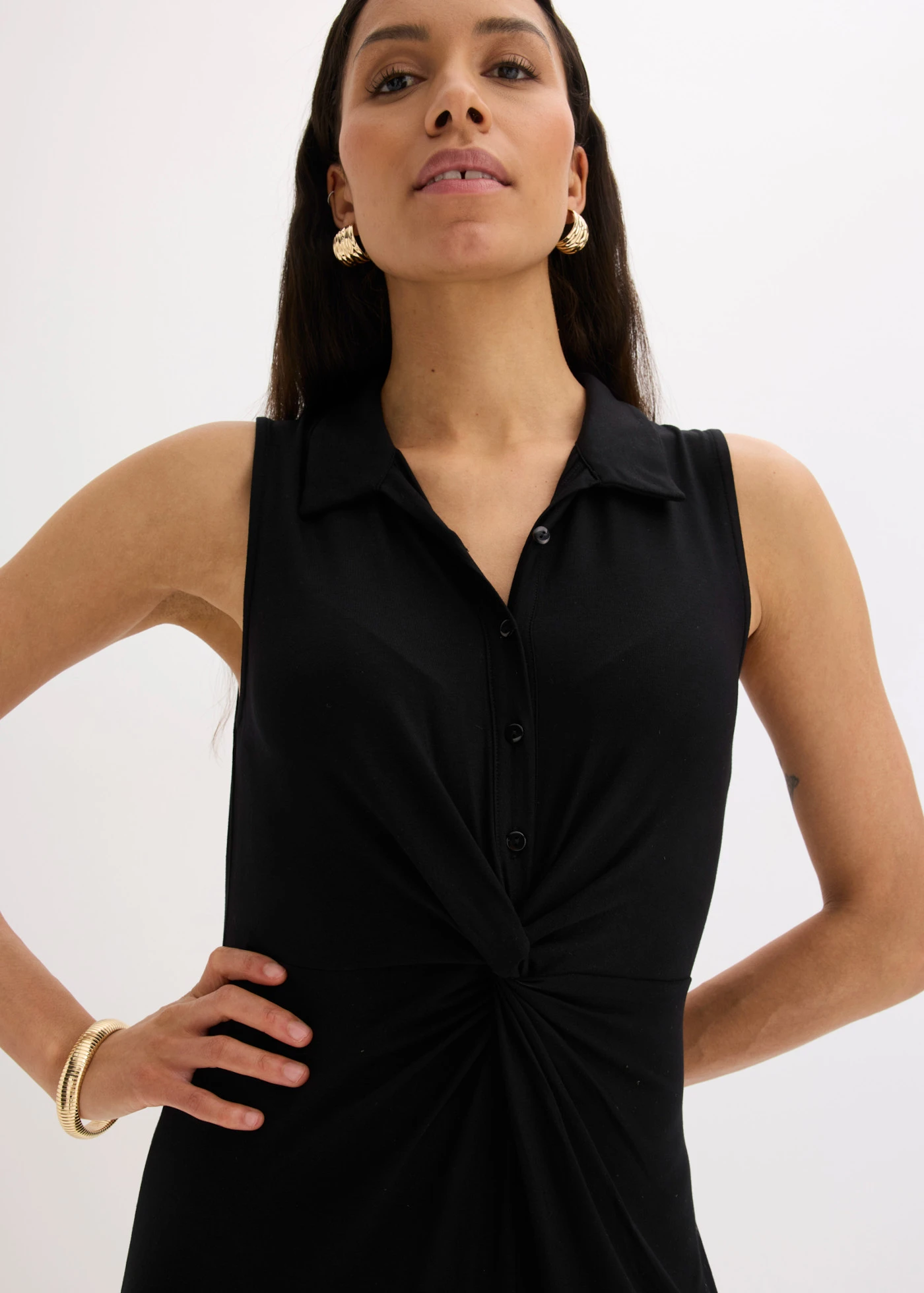 Robe chemise fluide en jersey viscose • noir • product-page.page-title-suffix