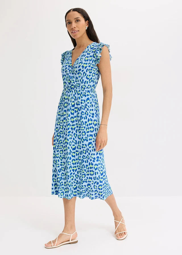 Jersey jurk van een zachte viscosemix • blauw luipaardprint • product-page.page-title-suffix