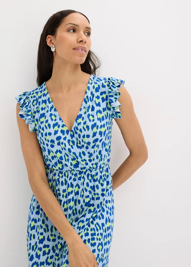 Jersey jurk van een zachte viscosemix • blauw luipaardprint • product-page.page-title-suffix