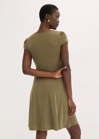 Rochie jerse cu închidere decorativă • oliv închis • magazin bonprix