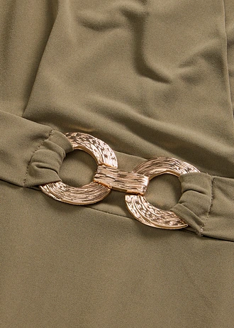 Žerzejové šaty s ozdobnou sponou • tmavě olivová • bonprix obchod