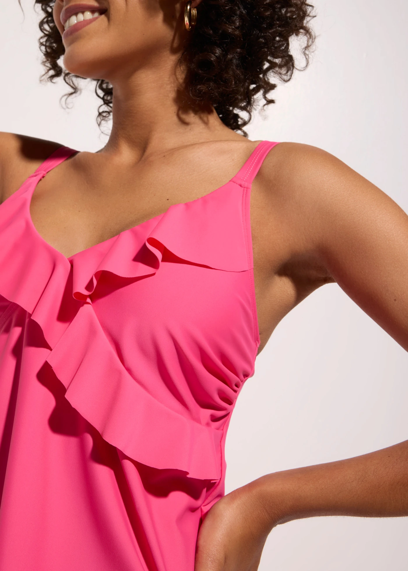 Tankini (ens. 2 pces) à volants • rose • Boutique bonprix