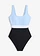 Maillot 1 pièce séchage rapide, color-block, Couleur: noir/bleu clair/blanc