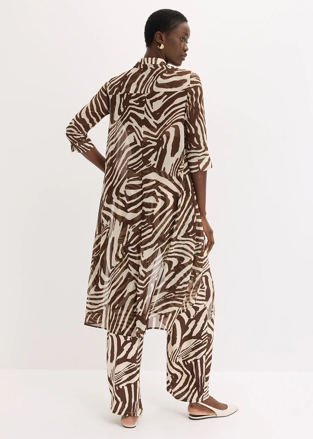 Chemisier long en mousseline • marron/sable clair zèbre • product-page.page-title-suffix