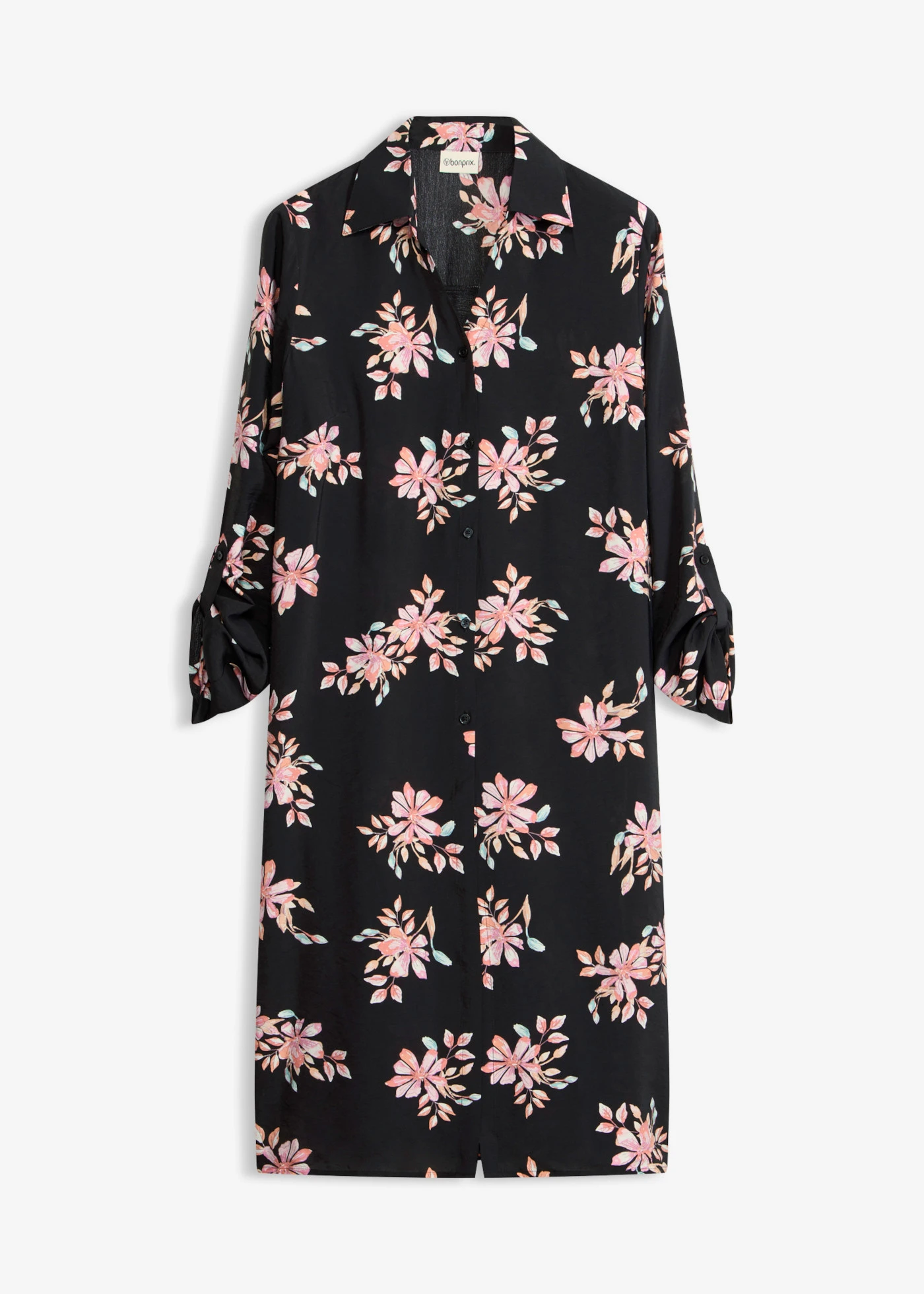Lange blouse van soepele viscose • zwart gebloemd • product-page.page-title-suffix