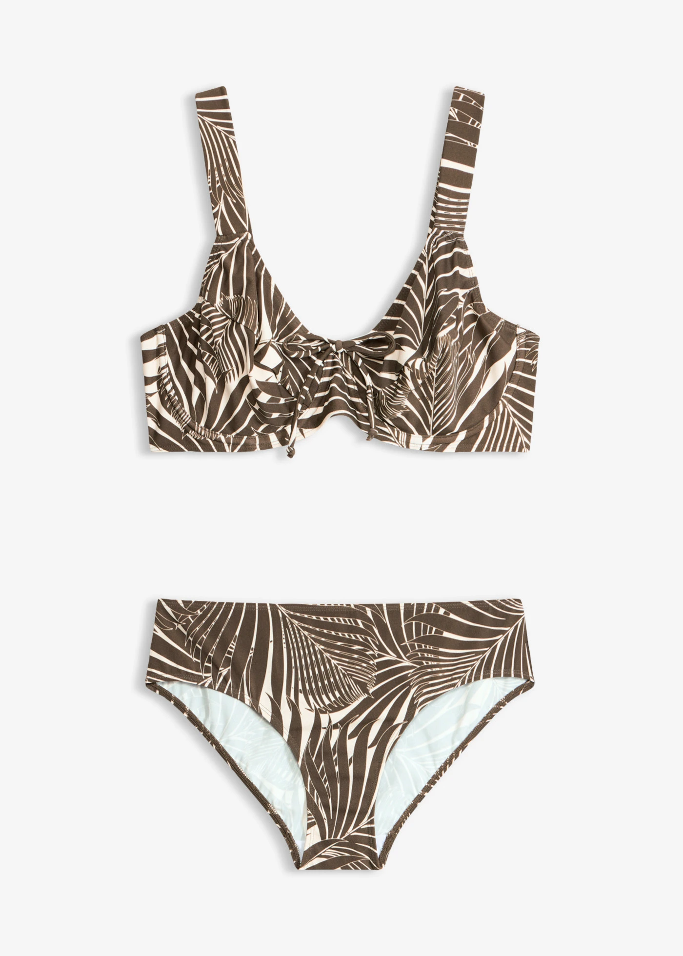Bikiny minimizer (2-dielne), vystužené ramienka • biela-tmavoolivová • obchod bonprix