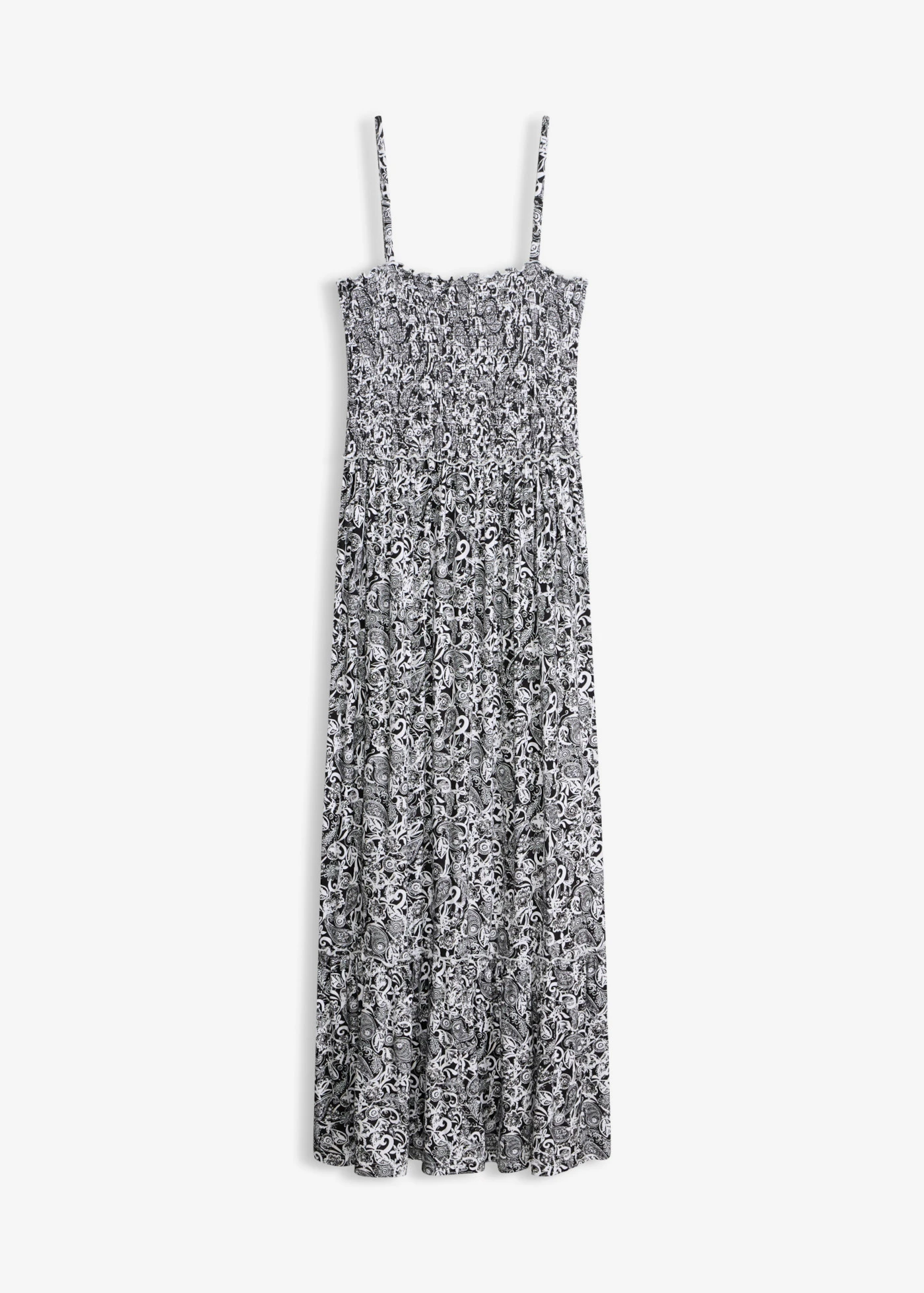Robe à bretelles en viscose extensible • noir-écru • Boutique bonprix