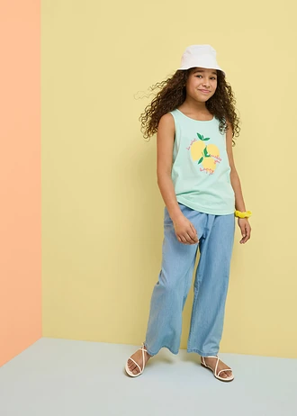Top din bumbac organic 100% (set/3 buc.) • verde-mentă deschis +ecru+roz-cristal cu imprimeu • magazin bonprix