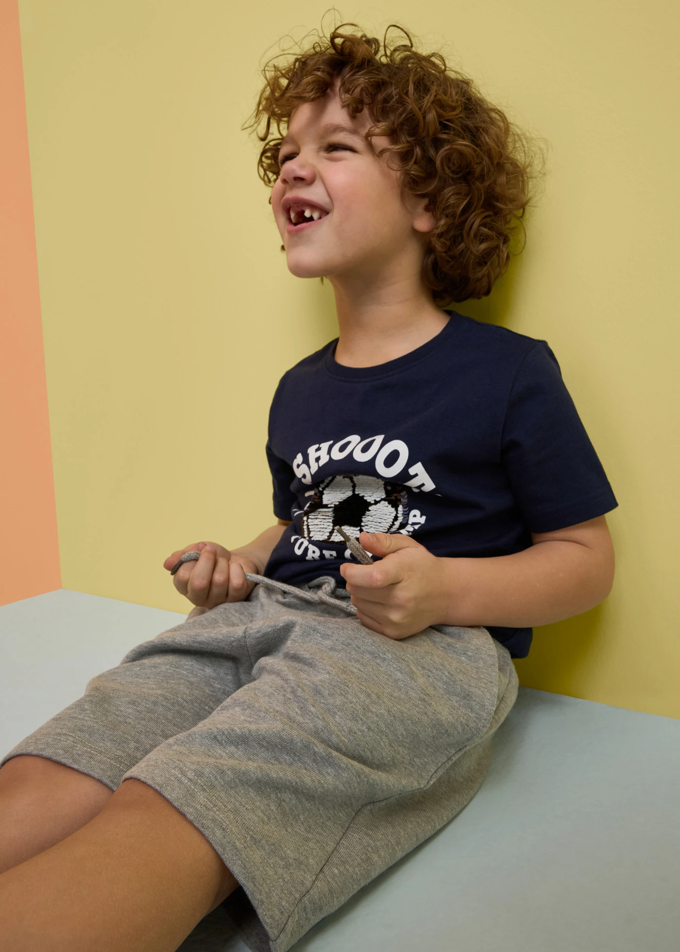 Bermude casual cu bumbac organic (set/2 buc.) • gri deschis melanj+bleumarin • magazin bonprix