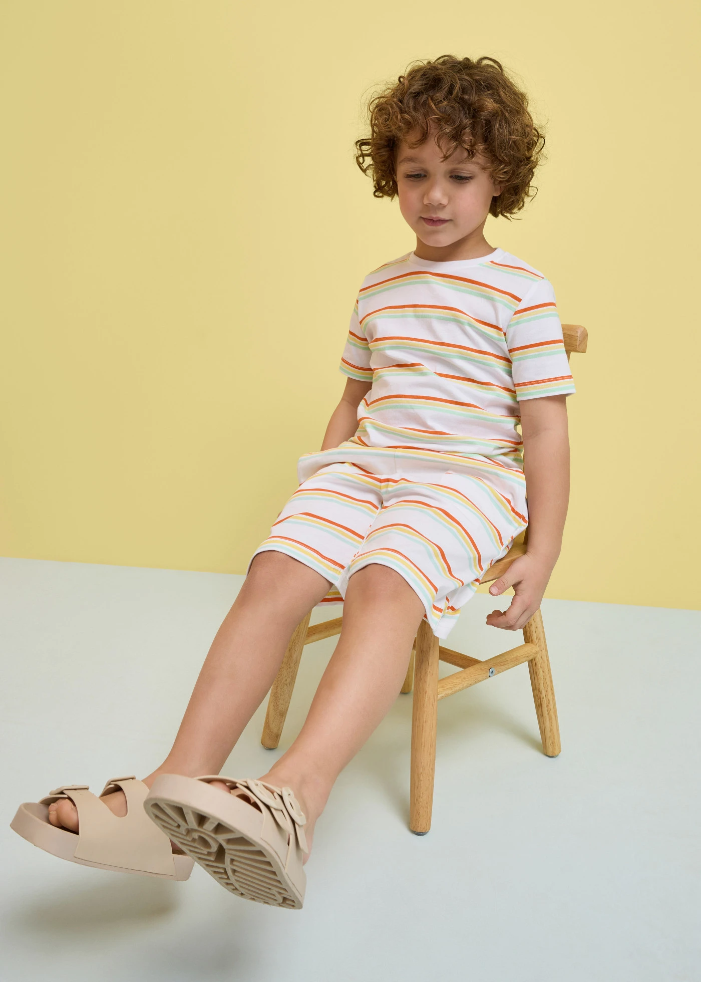 Bermude din jerse 100% din bumbac organic (set 3 buc.) • galben deschis+verde-mentă deschis +alb cu imprimeu • magazin bonprix