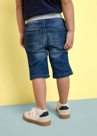 Bermuda en jean à taille élastiquée, regular, Couleur: bleu denim