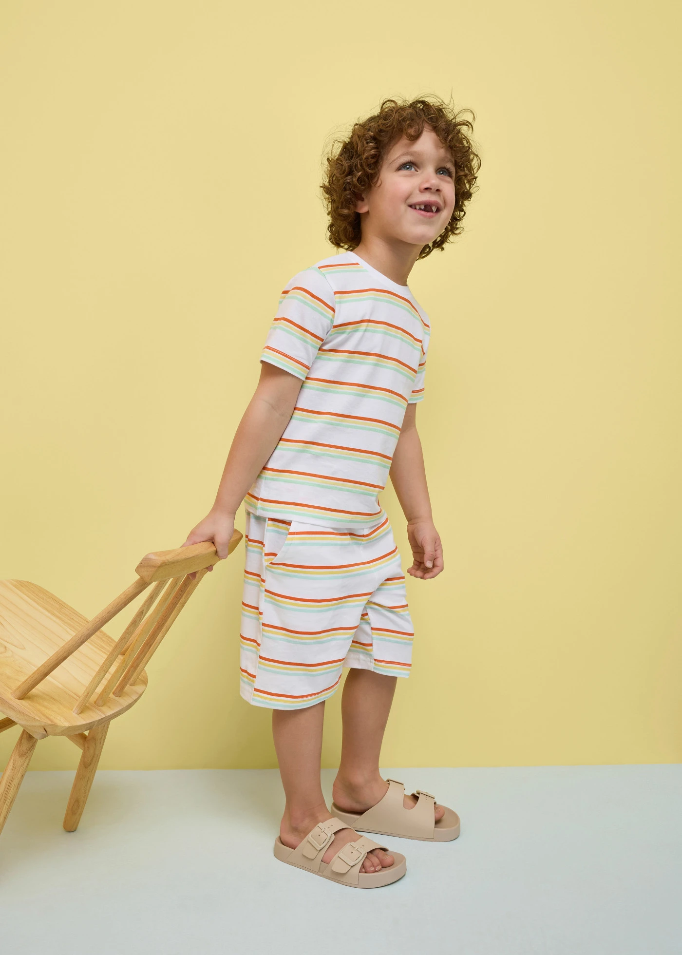 Jersey bermuda van biologisch katoen (set van 3) • lichtgeel+lichtmint+wit met print • bonprix online shop