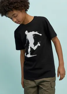 T-shirt 100% coton, Couleur: noir imprimé