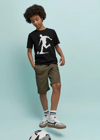 T-shirt van biologisch katoen • zwart met print • bonprix online shop