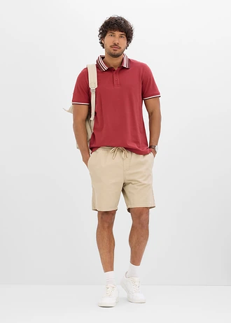 Polo tričko z piké, z čistej bio bavlny • púštna červená/kávovo hnedá/biela vlna • obchod bonprix