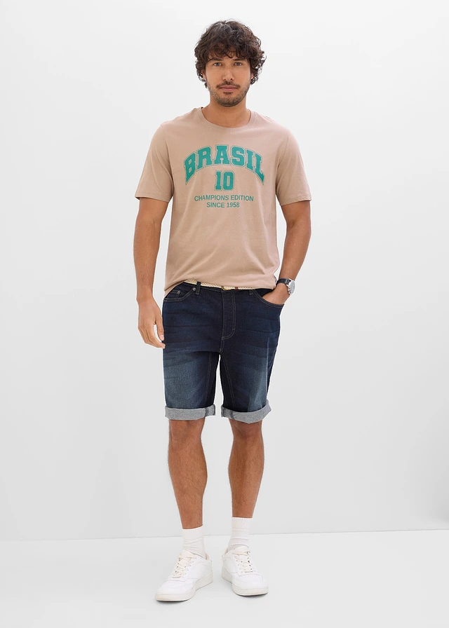 T-shirt Brésil 100% coton, Couleur: beige roseau imprimé