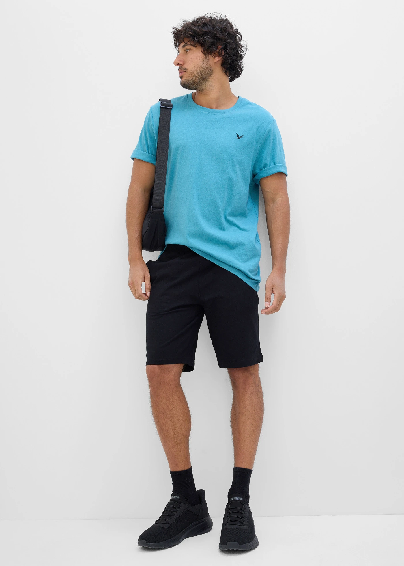 T-shirt + bermudy (2 części) • zielono-niebieski+czarny • sklep bonprix