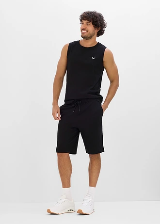 Muscle shirt en shirt-bermuda (2-dlg. set), Kleur: zwart-zilvergrijs