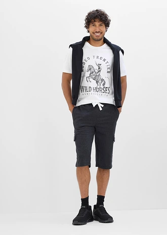 Bermuda cargo en sweat 100% coton • anthracite chiné • Boutique bonprix