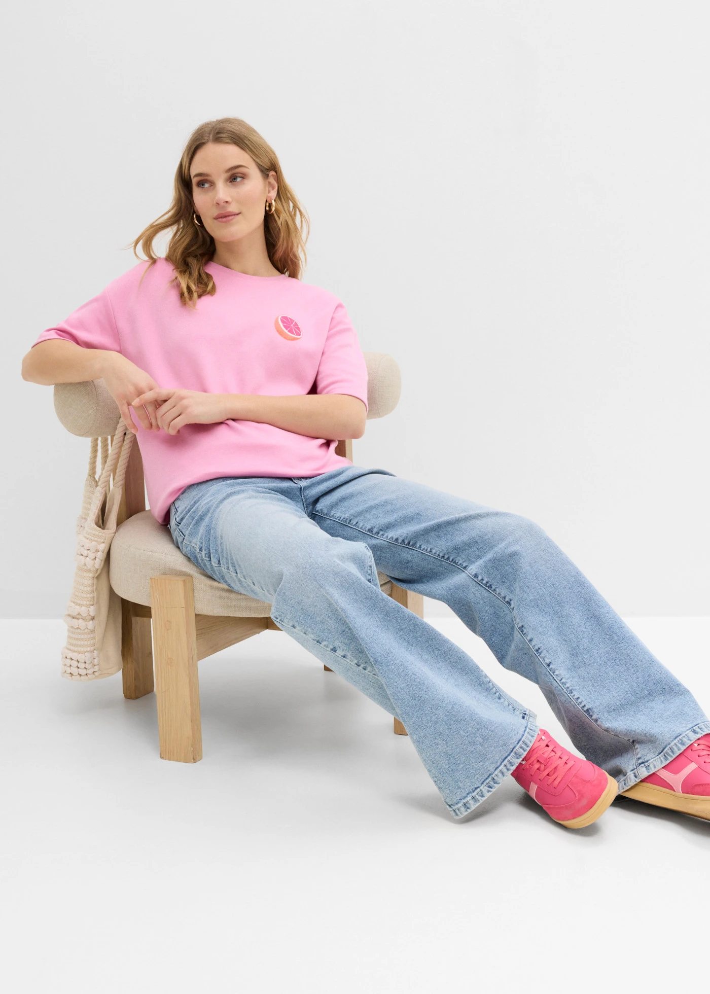 Oversize-tričko z čistej bio bavlny • ružová-jasná oranžová potlačená • obchod bonprix