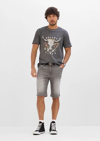 T-shirt aspect délavé, 100% coton • gris ardoise imprimé • Boutique bonprix