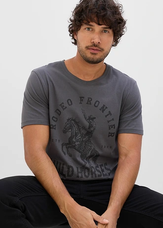 T-shirt z czystej bawełny organicznej • szary łupkowy • sklep bonprix