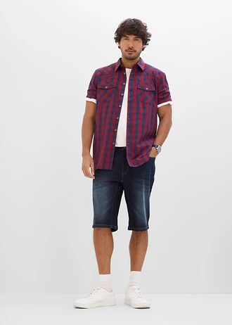 Overhemd met korte mouwen van puur katoen • robijnrood/donkerblauw geruit • bonprix online shop