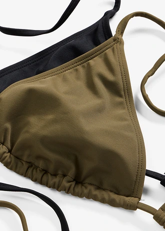 Lot de 2 hauts de maillot triangle • noir/olive foncé • Boutique bonprix