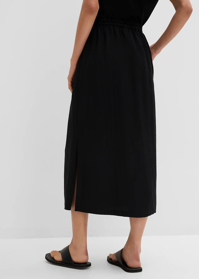 Maxi rok in een viscosemix, Kleur: zwart