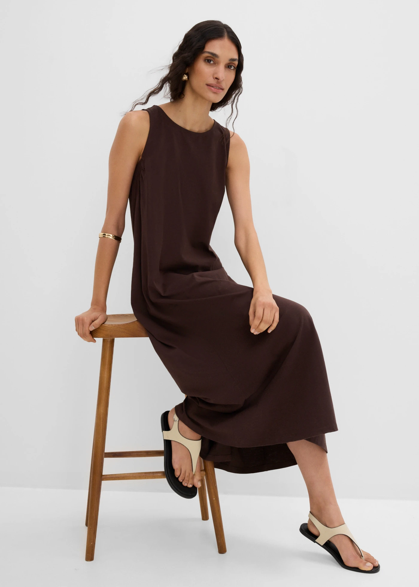 Rochie de jerse din bumbac 100% • maro închis • magazin bonprix