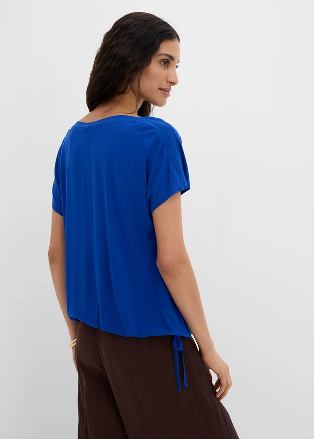 Tricou cu viscoză fluidă, culoare: albastru-cobalt