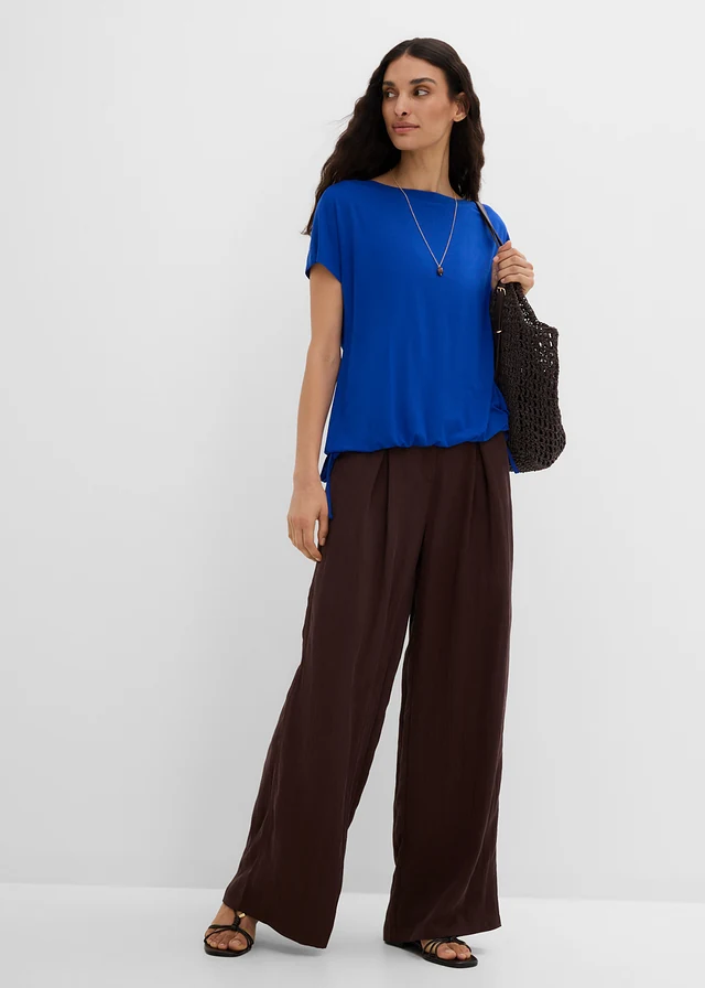 T-shirt en viscose fluide, Couleur: bleu cobalt