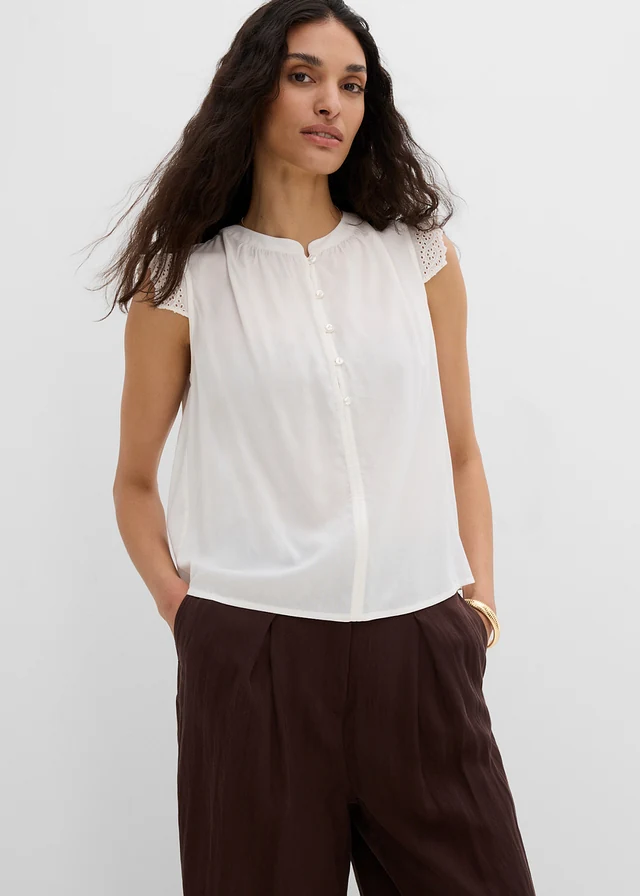 Blousetop van viscose • wolwit • product-page.page-title-suffix