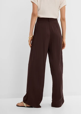 Pantalon estival à pinces, Couleur: marron foncé